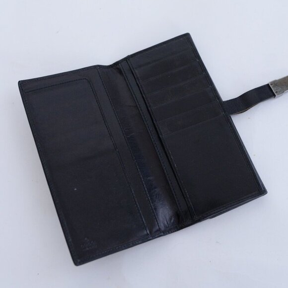 Vintage Gucci Black Leather Long Bifold Flap Silver-Tone Hardware Wallet - Picture 12 of 16
